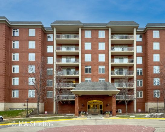 Elegant brick house with a lush garden and driveway, under a clear sky.